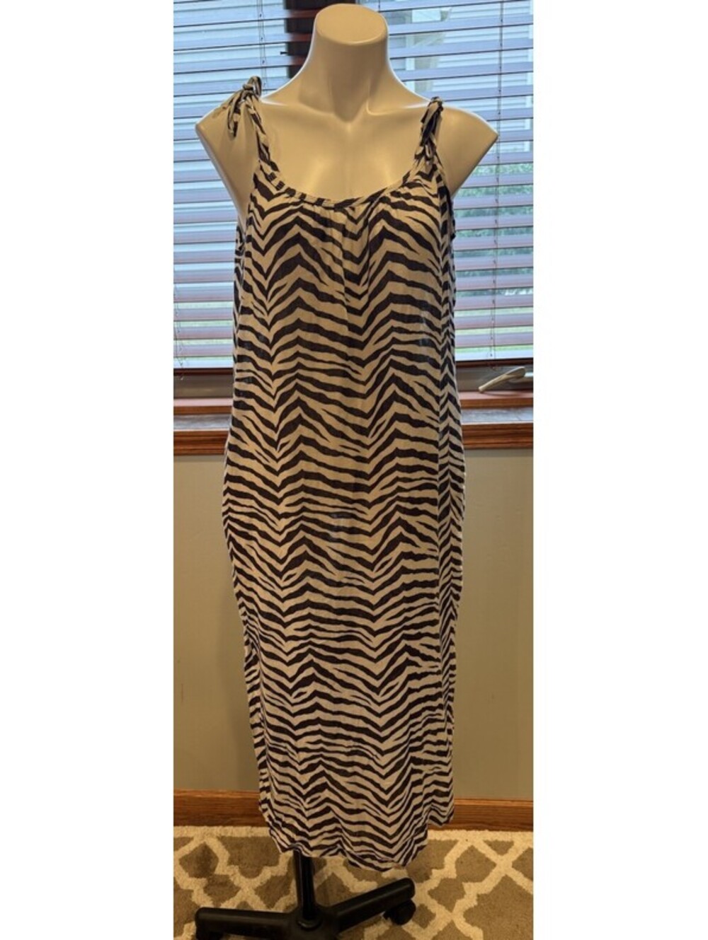 TAHARI linen blend cover up summer lightweight dress animal print Sz S NWT